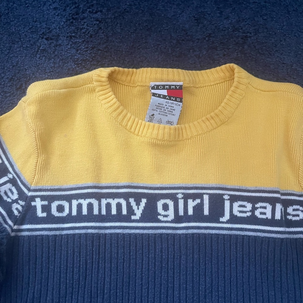 Tommy Girl Jeans Yellow and Blue Sweater - Picture 2 of 4